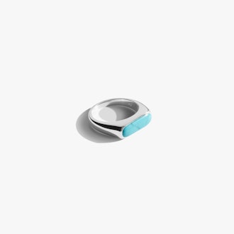 Elongated Signet Ring With Turquoise