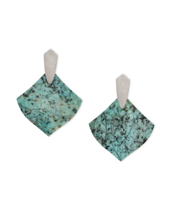 Astoria Silver Drop Earrings In African Turquoise