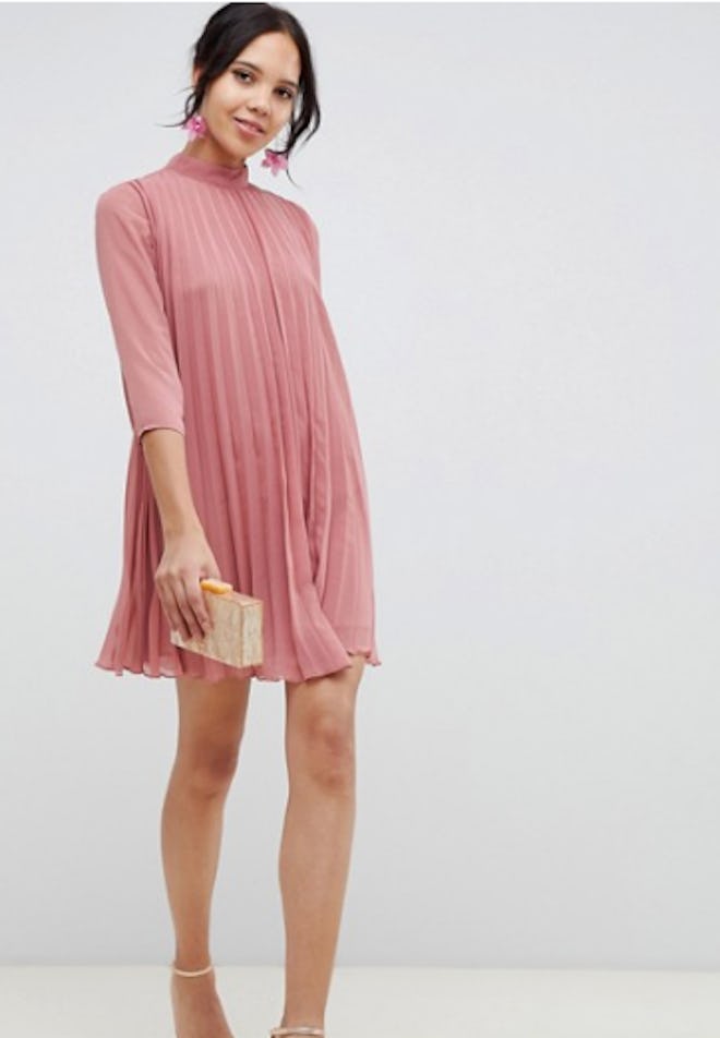 ASOS DESIGN Tall pleated trapeze mini dress