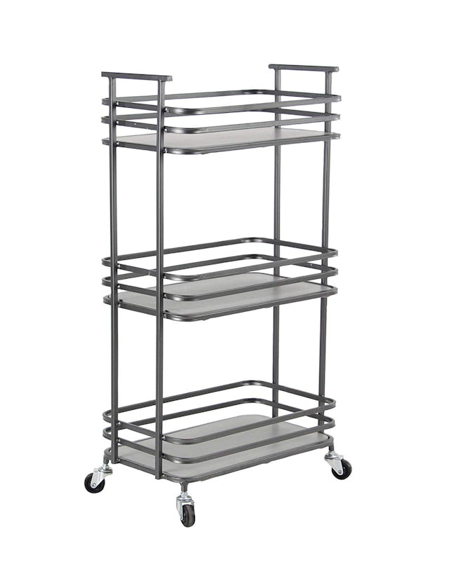 Industrial Wood and Metal 3-Tiered Shelf Cart