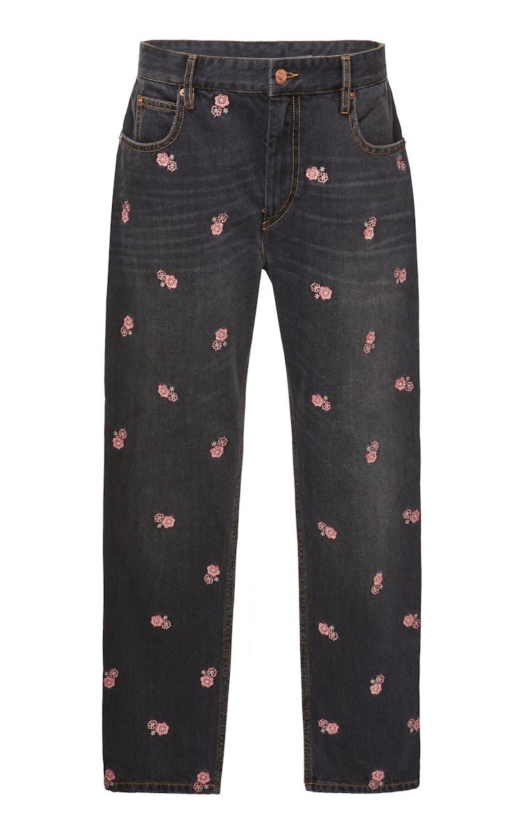 Click Product to Zoom Isabel Marant Étoile Cliffy Embroidered High-Waist Slim-Leg Jeans