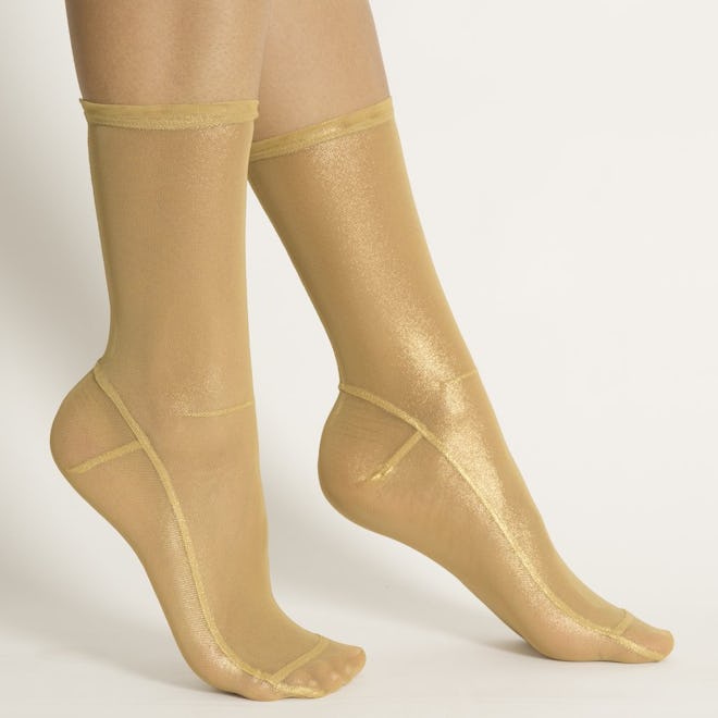 Light Gold Foil Mesh Socks