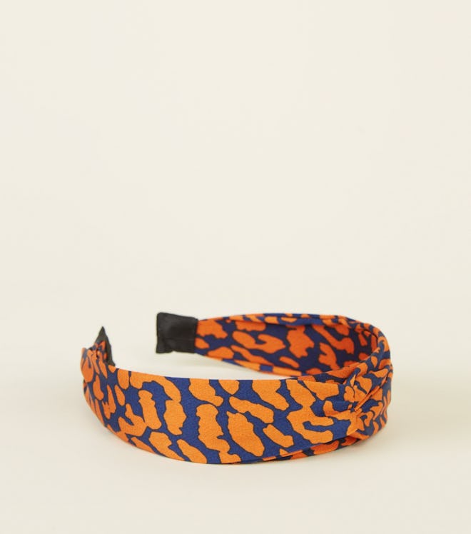 Bright Orange Leopard Print Knot Alice Band