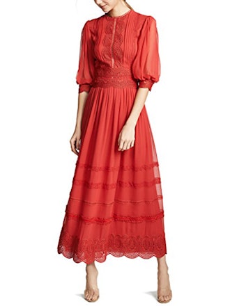 3/4 Sleeve Midi Lace Dress