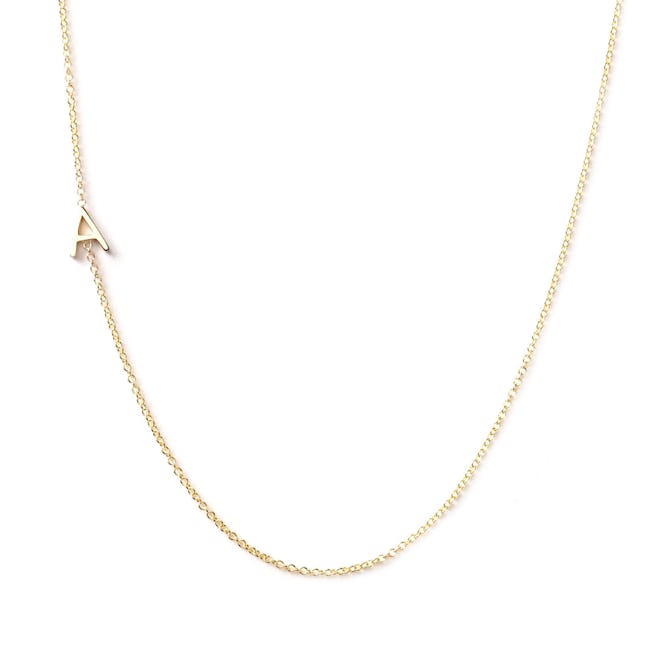 14K Gold Asymmetrical Letter Necklace - A