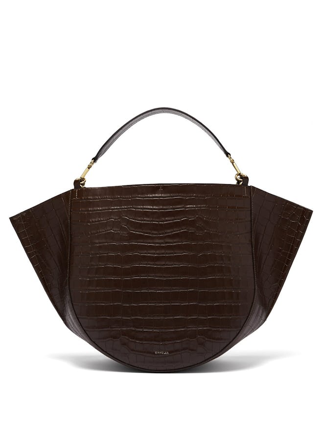 Mia Crocodile-Effect Leather Tote Bag