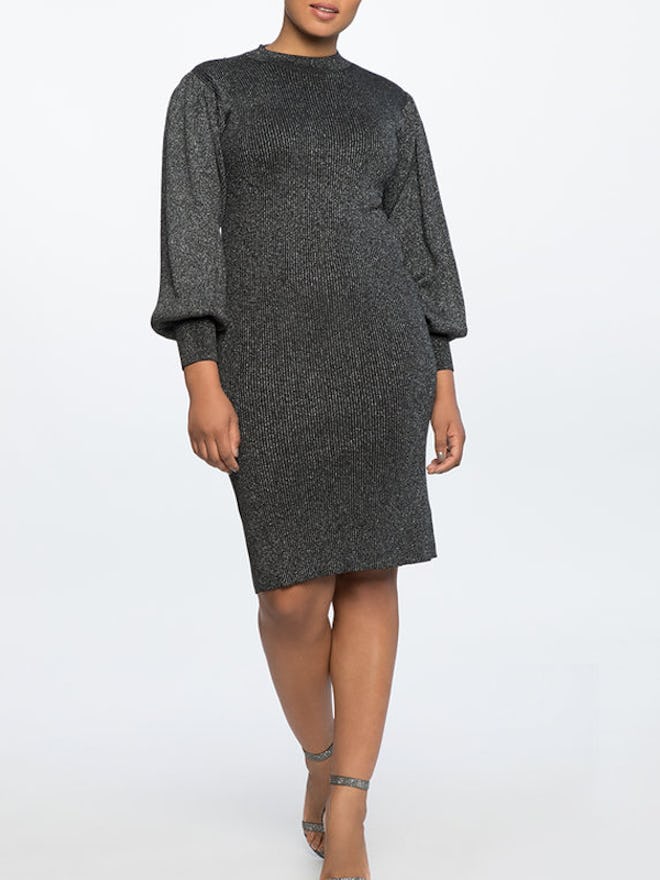 Puff Sleeve Metallic Dress