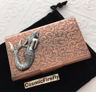 Nautical Mermaid Copper Business Card Case 