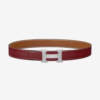 H Buckle Reversible Leather Belt