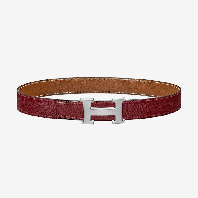 H Buckle Reversible Leather Belt