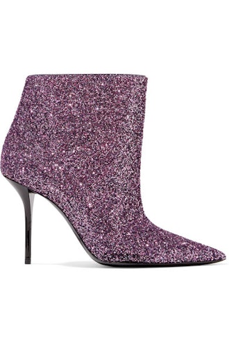 Pierre Glittered Leather Ankle Boots