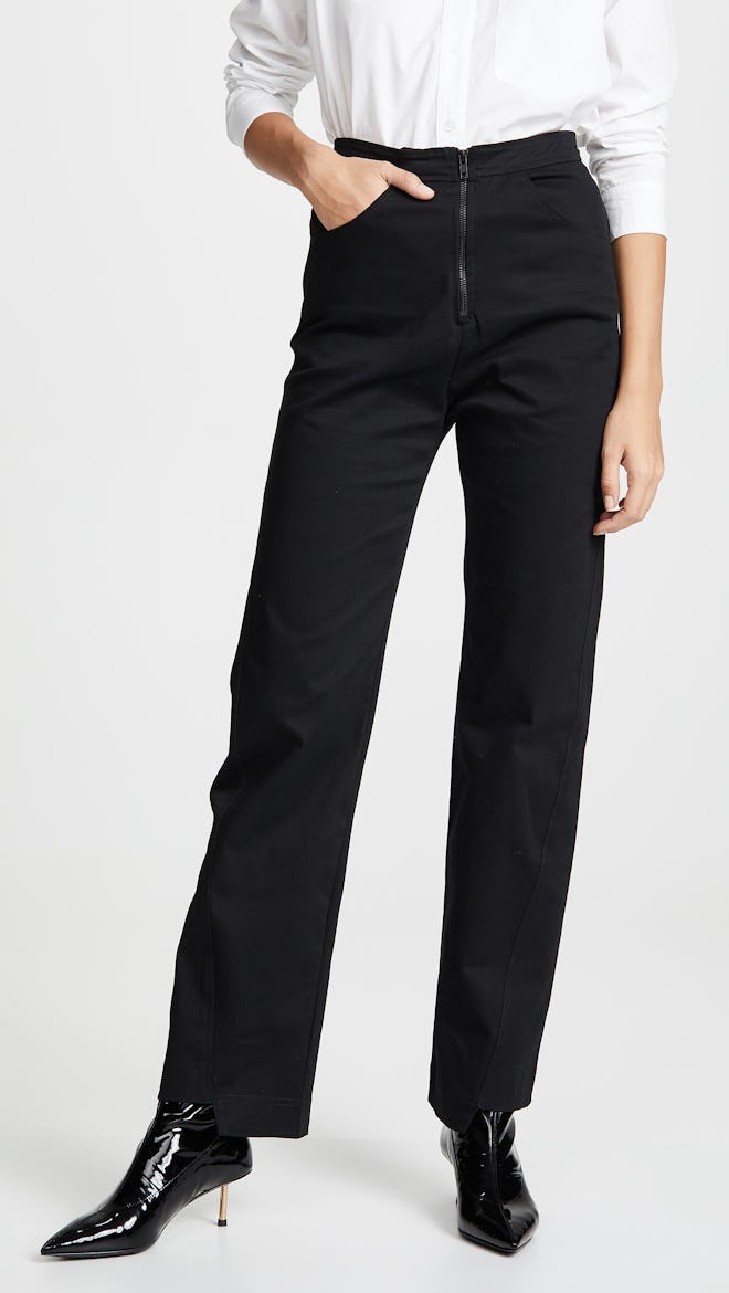 Angled Seam Structured Twill Pants