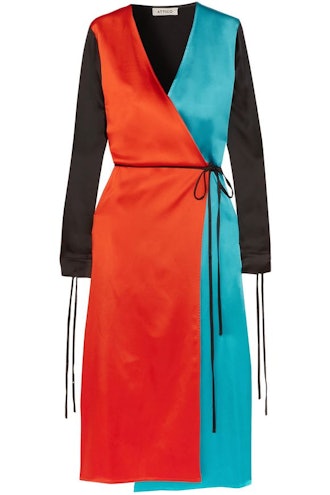 ATTICO Grace color-block satin wrap dress