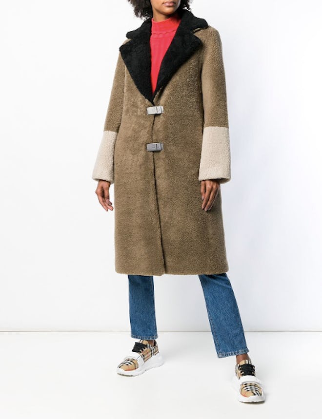 Fur Colour Block Coat