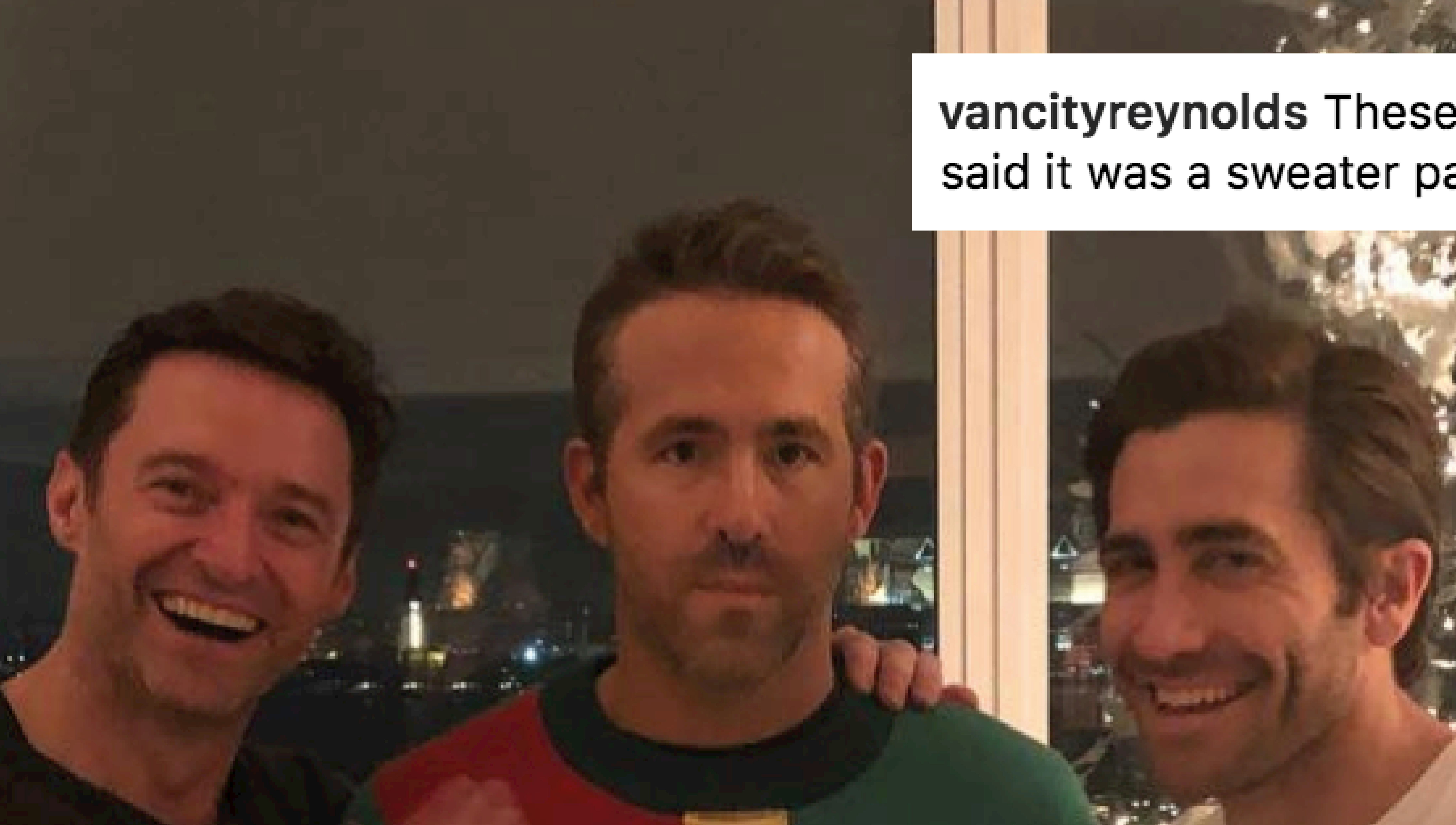 Hugh jackman hotsell ryan reynolds sweater