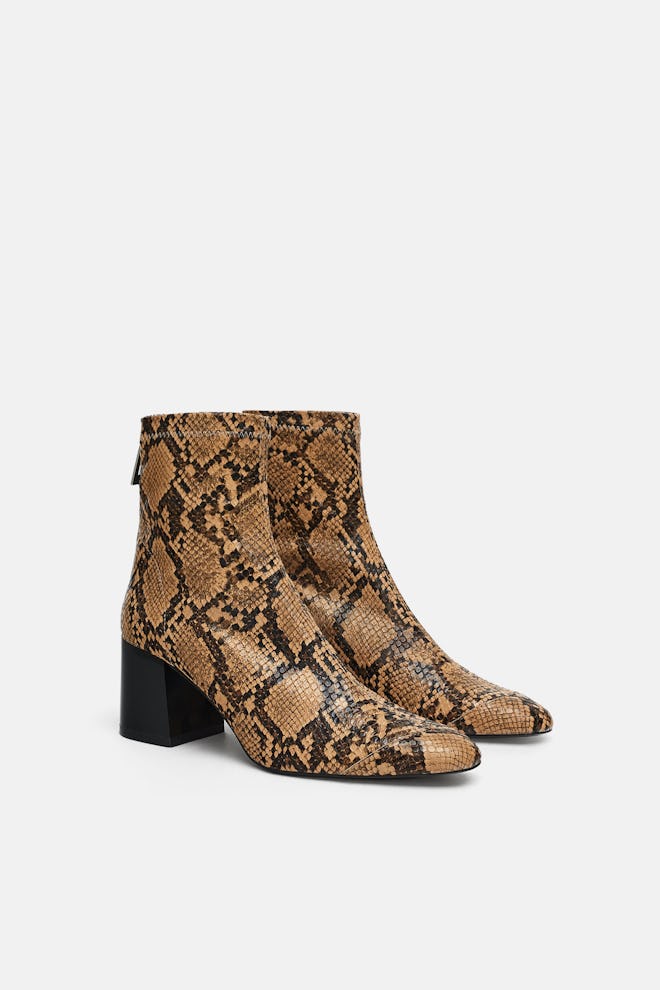 Heeled Animal Print Ankle Boots 