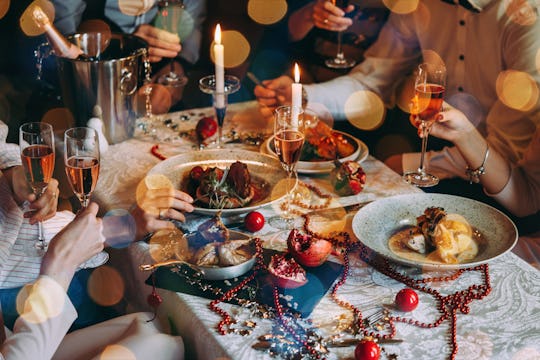 A full served table on New Year's Eve