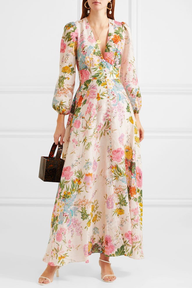 Heathers Floral-Print Linen Maxi Dress