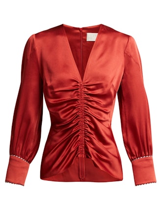 Ruched Satin Blouse