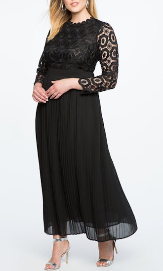 Lace Evening Dress With Pleated Skirt 