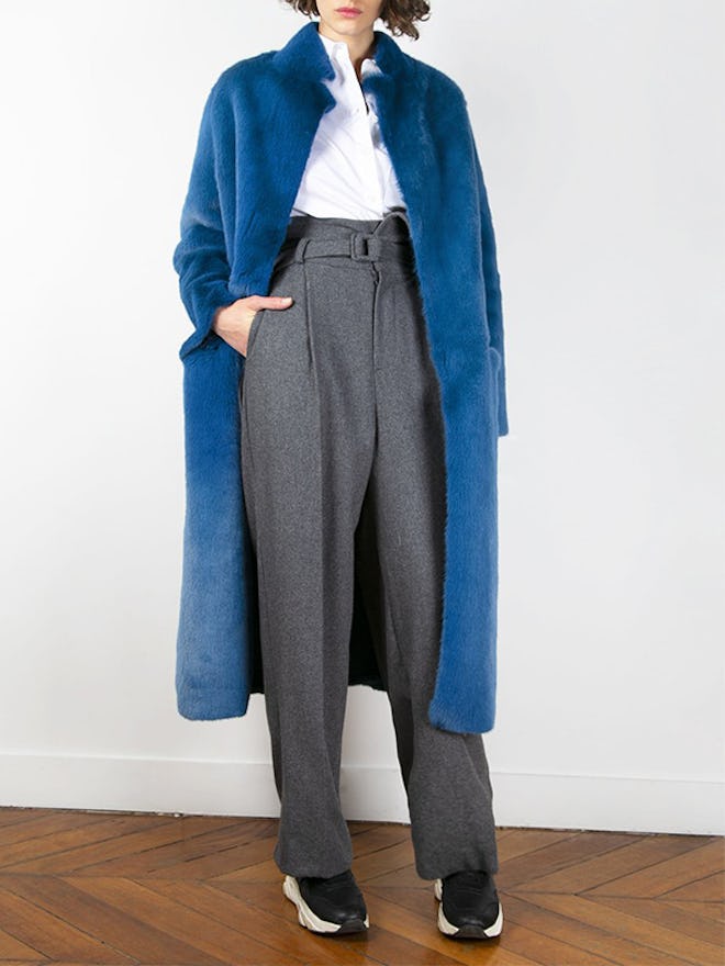 Teal Blue Faux Fur Coat
