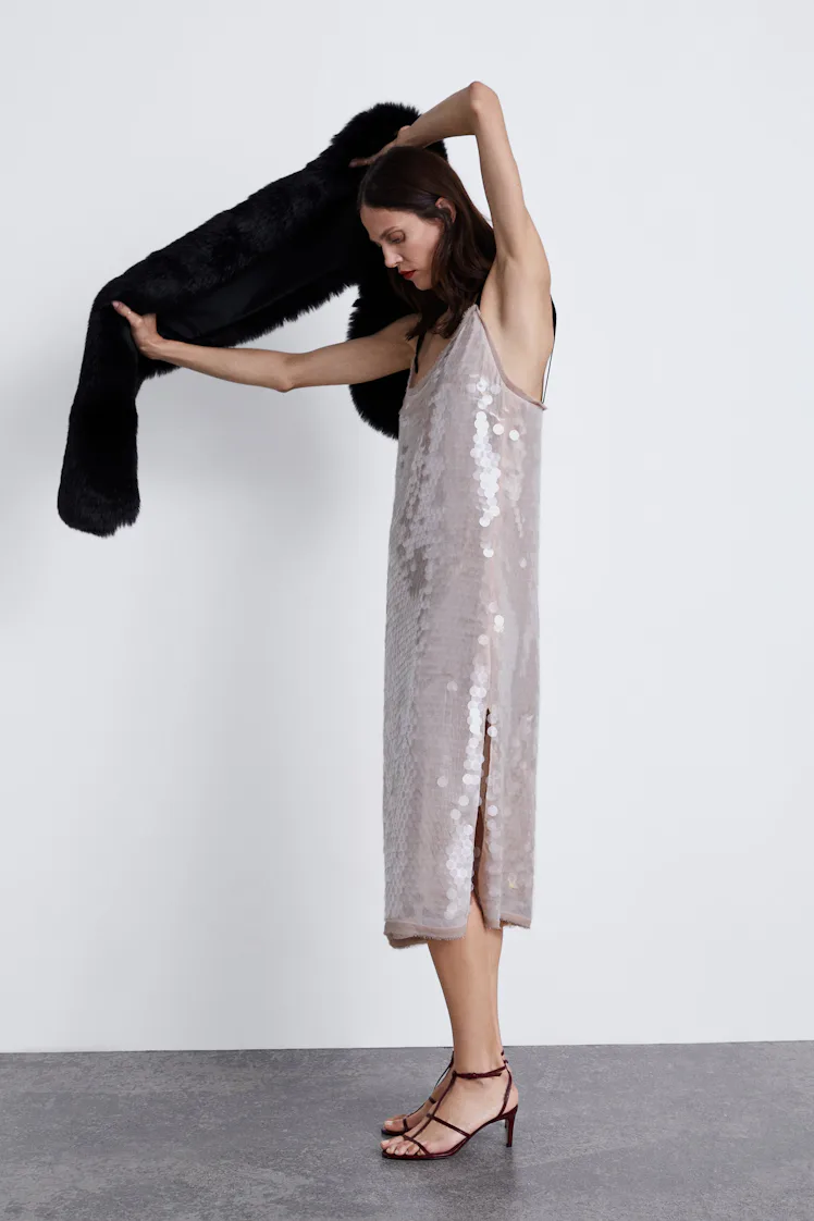 zara sequin dress 2018 Mini Dress Zara Sequin Dress 2018 SEQUIN PEARL KNIT MINI DRESS Silver ZARA United States