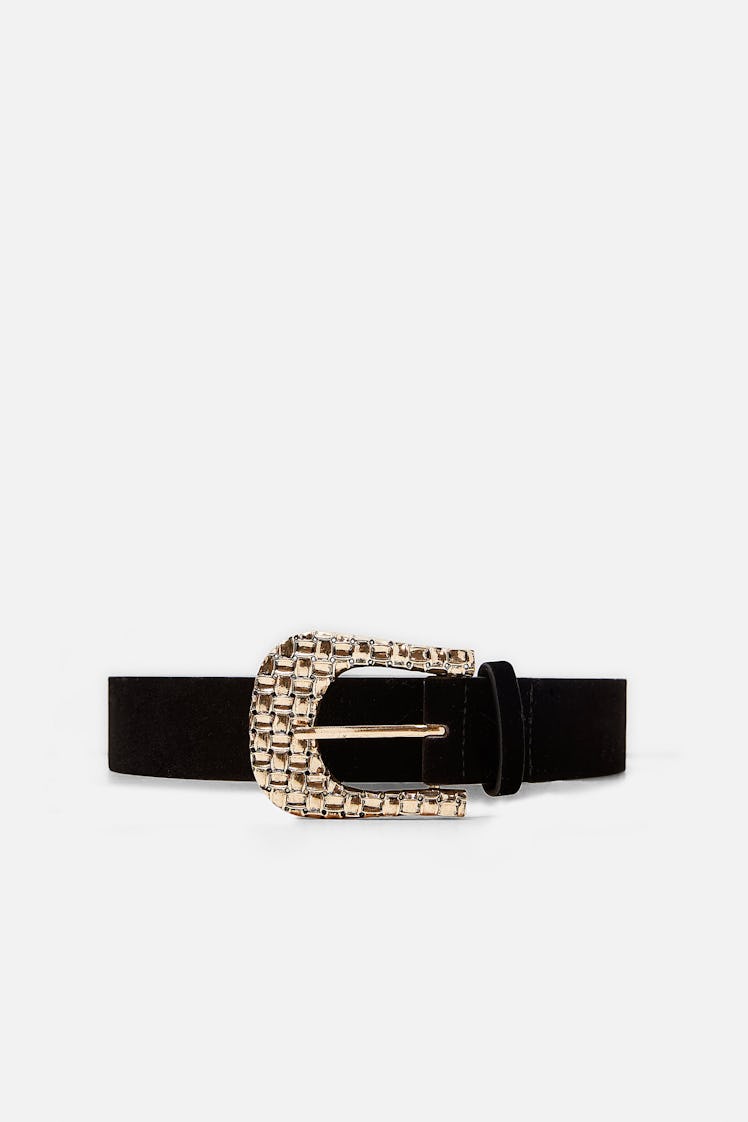 Velvet Belt With Scrolled Buckle