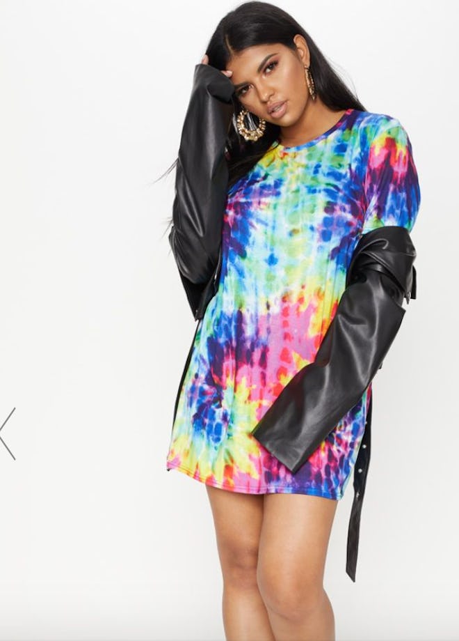 Plus Multi Tie Dye Short Sleeve T Shirt Dress