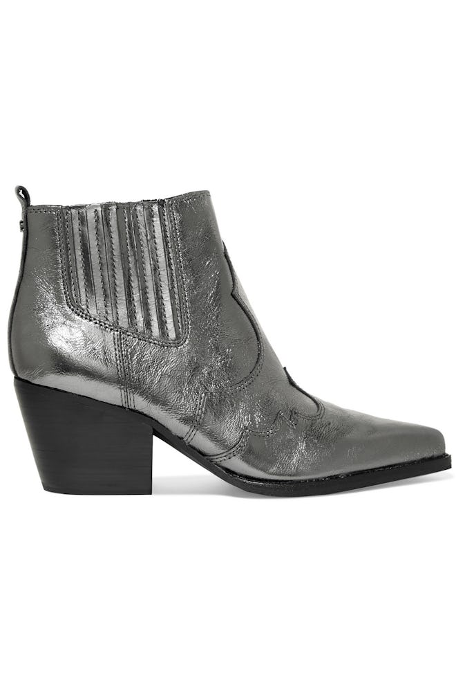 Sam Edelman Winona Metallic Textured-Leather Ankle Boots