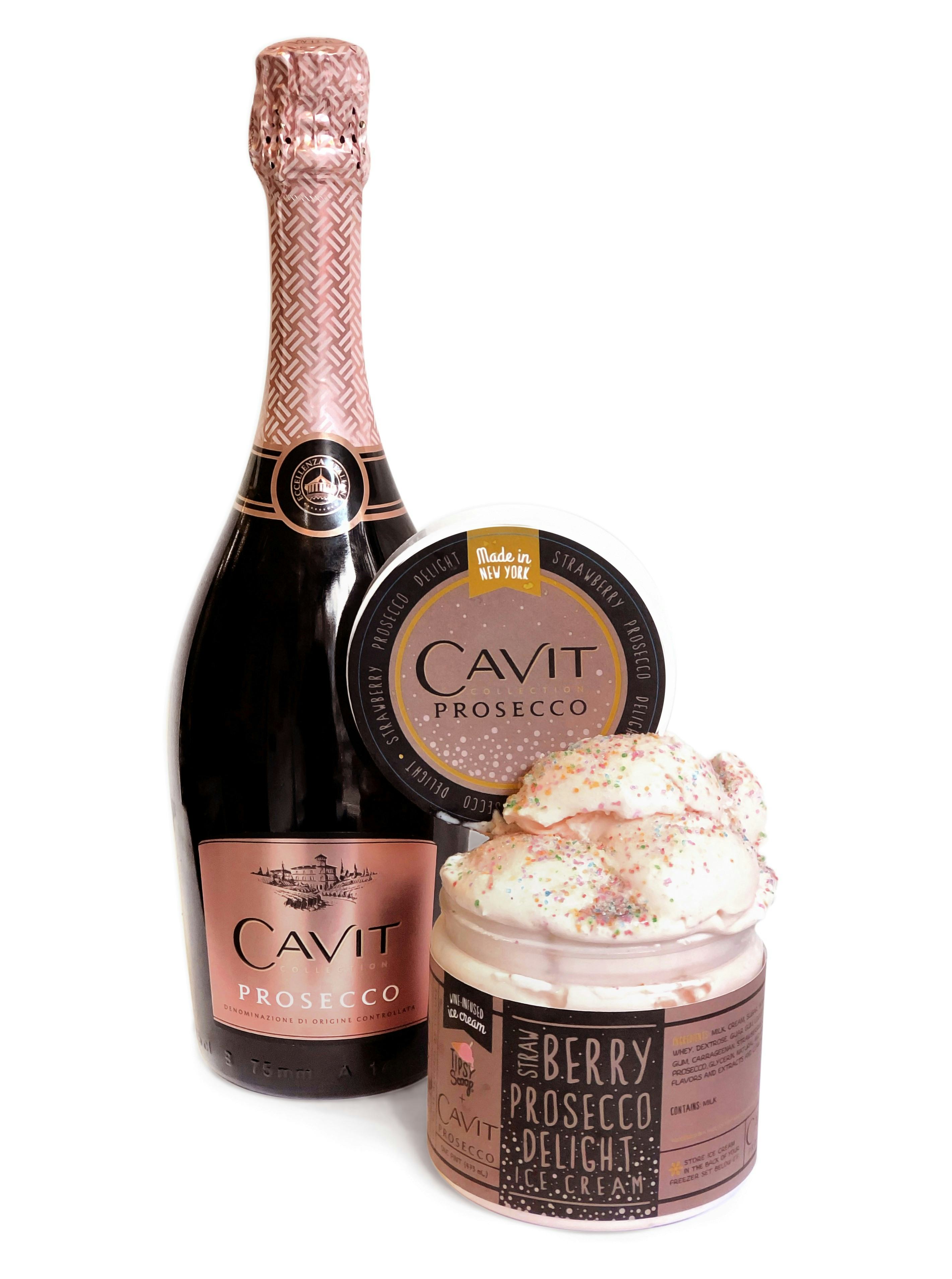 Tipsy Scoop's Strawberry Prosecco Delight Ice Cream With Cavit Is A