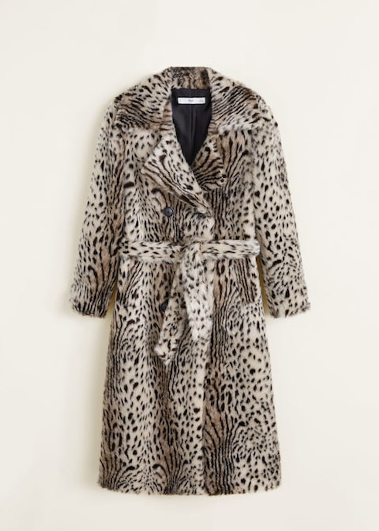 Leopard faux-fur coat