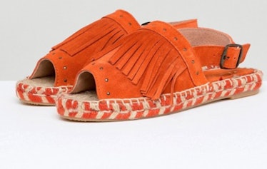 Kaltur Orange Fringed Espadrille Sandals