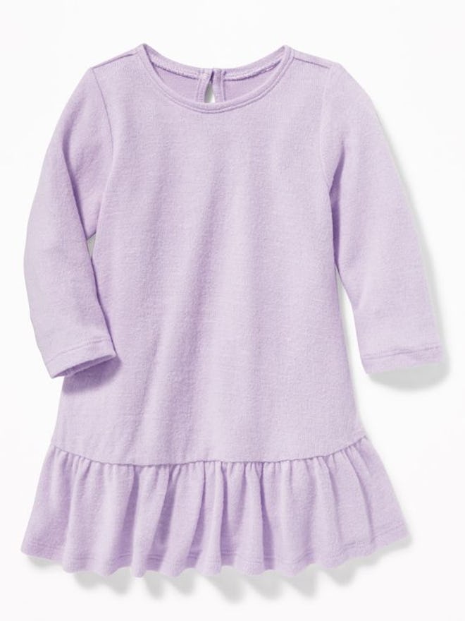 Plush-Knit Peplum-Hem Swing Dress for Baby