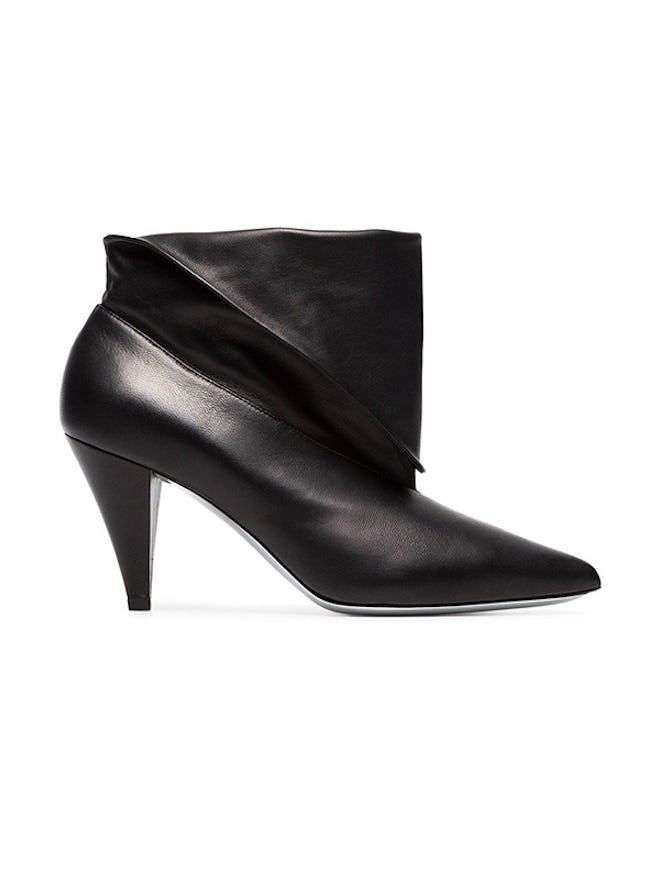 Black 80 Foldover Leather Ankle Boots