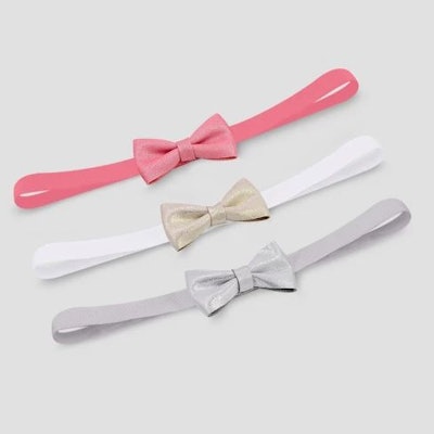Baby Girls' 3pk Soft Sparkle Bow Headwrap - Just One You® made by carter's Pink/Gray