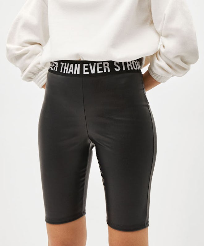 Faux Leather Cyclist-Style Leggings