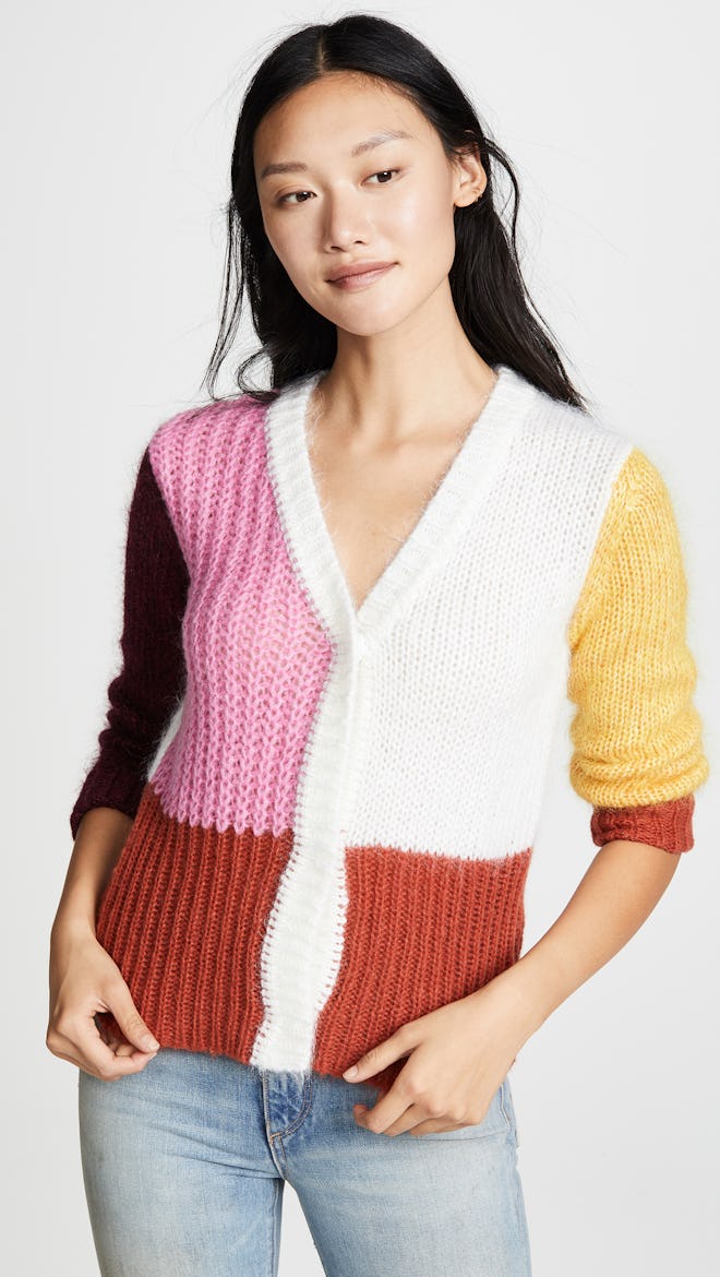 Andrea Mohair Colorblocked Cardigan