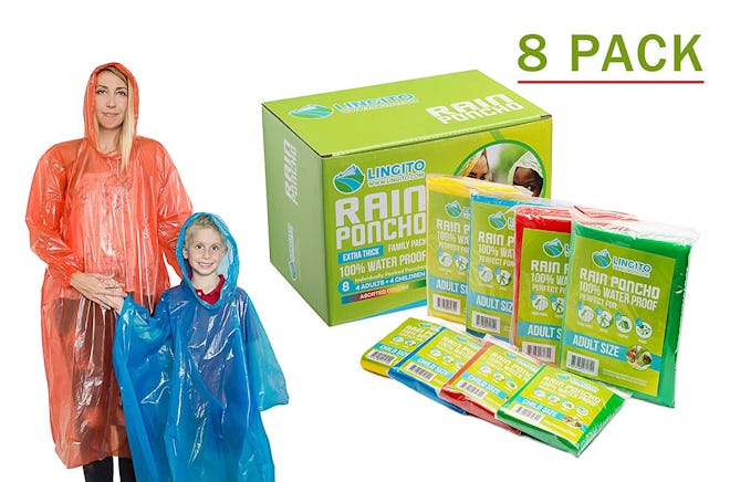 Lingito Rain Poncho Family Pack (8 Pack)
