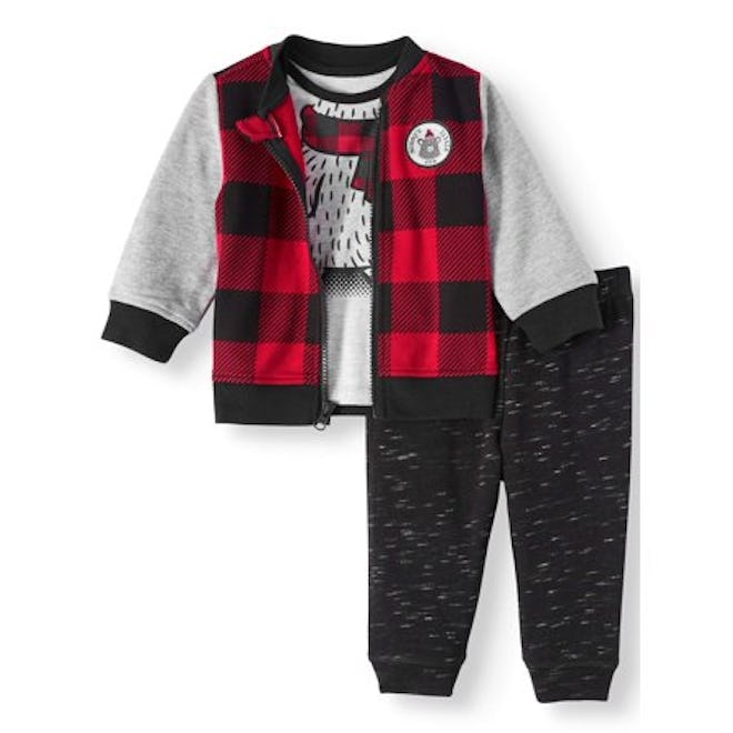 Wonder Nation Baby Boys' Bomber Jacket, T-Shirt, & Jogger Pants Set