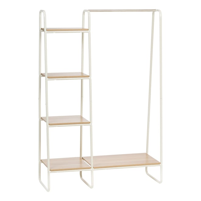 IRIS Metal Garment Rack with Wood Shelves