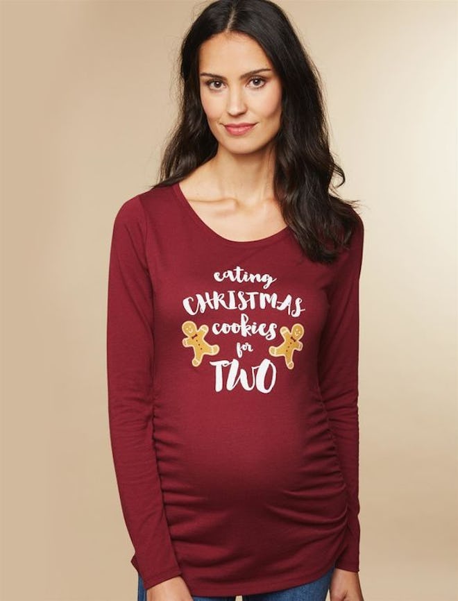 Eating Christmas Cookies For Two Maternity Tee