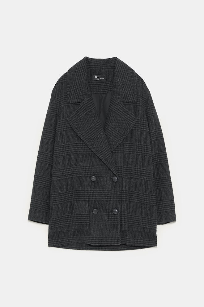 Plaid Double-Breasted Overcoat