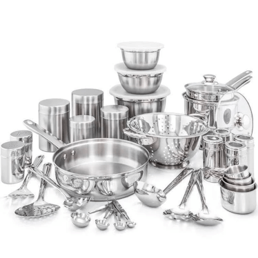 Old Dutch International Kitchen in a Box 36 Piece Stainless Steel Cookware Set, Silver