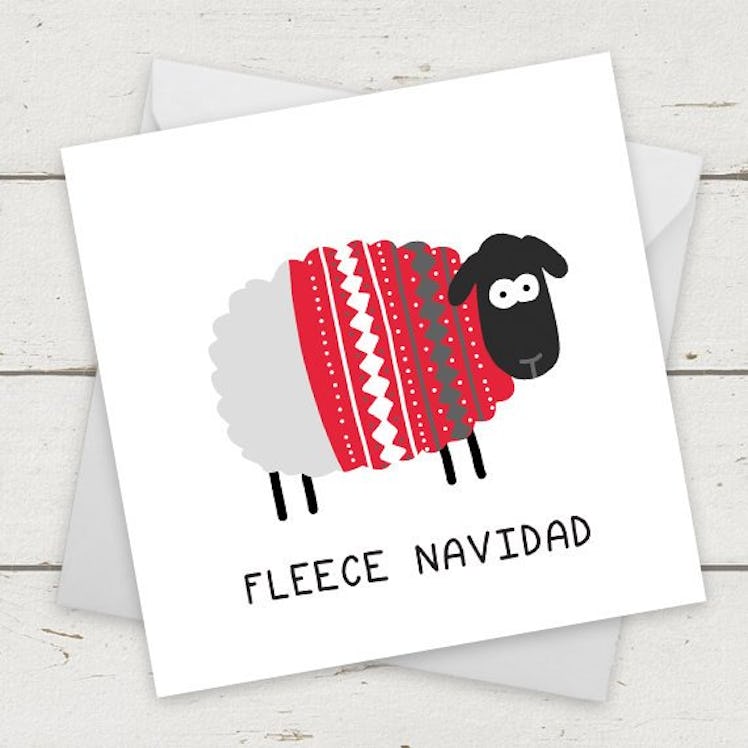 Christmas Card Sheep "Fleece Navidad"