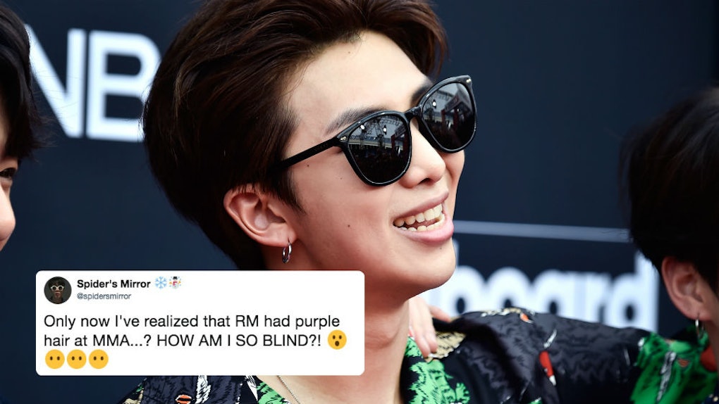 Rm From Bts New Purple Hair At The 2018 Mmas Made Armys All Over
