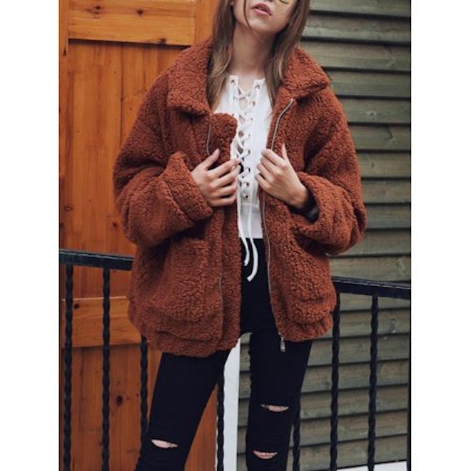 JLONG Women's Winter Warm Slim Plush Loose Coat 