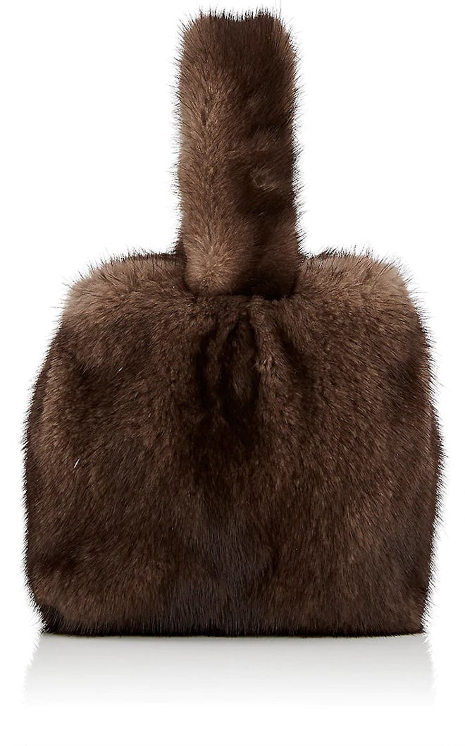Mink Fur Wristlet Bucket Bag