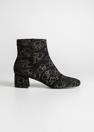 Embroidered Suede Boots