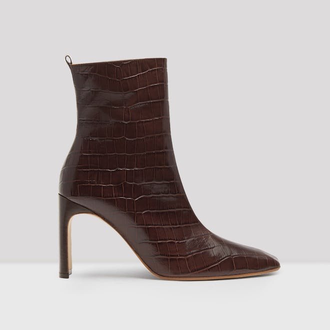 Marcelle Mahogany Croc Leather Boots