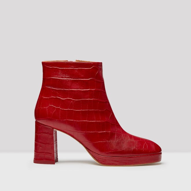 Edith Red Croc Leather Boots